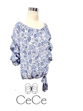 CeCe Tiered Poof Sleeve Off Shoulder Top